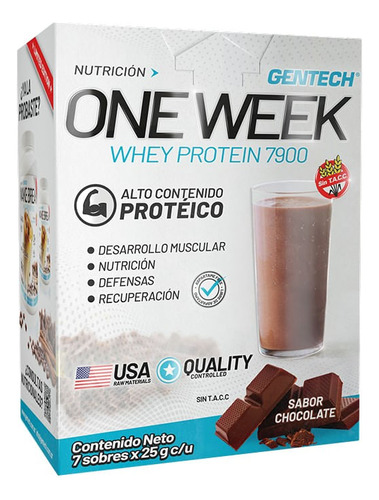 Whey Protein Gentech 7900 Sabor Chocolate X 7 Sobres