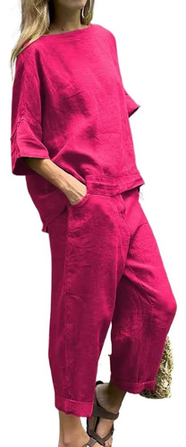 Conjunto De Lino Y Algodón Para Mujer, Estilo Casual Y Urban
