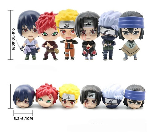 Imagen 1 de 6 de Set Figuras Cabezonas Naruto Shippuden Desarmables