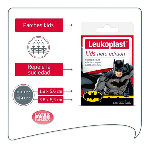 Parche Curita Batman, Resistente Al Agua 2 Medidas X 12 Unds