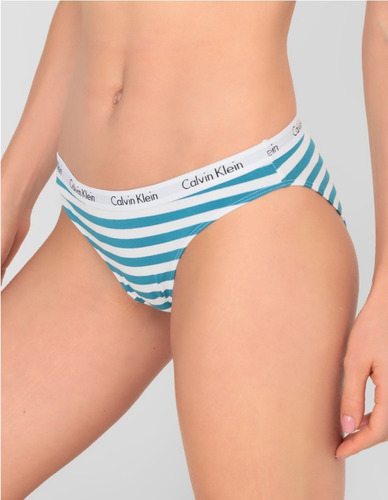 Calvin Klein Panty Blanca Con Rayas Azules Y Logo Original