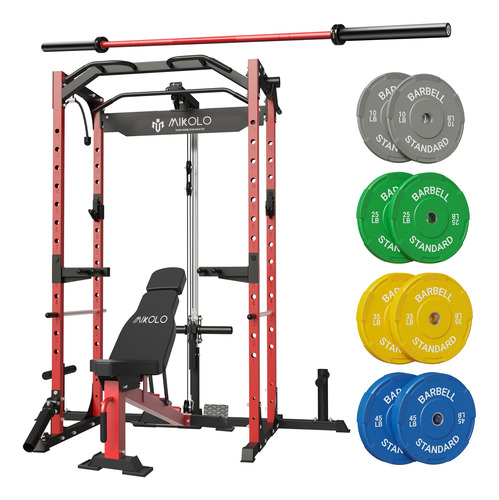 Mikolo Power Cage Power Rack With Lat Pulldown 1200 Pounds