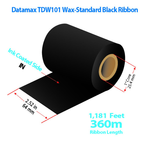 Cinta Ribbon Cera Datamax 64mm X 360mts Wclass Dmx Prodigy 