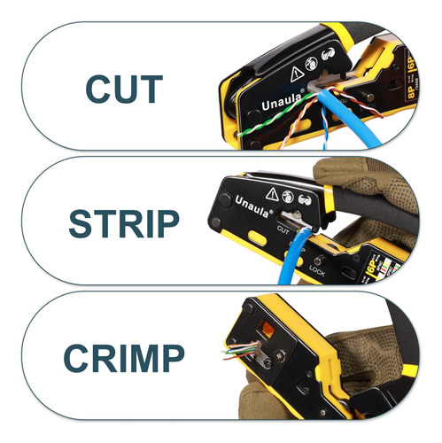 Pinza De Crimpado Para Paso Rj45-rj11-rj12 Unaula+acc