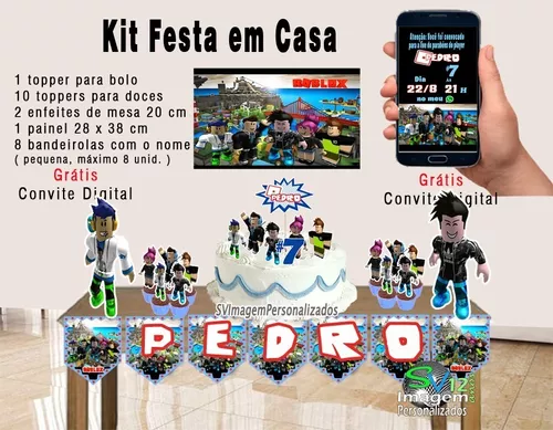 Kit Decoração Festa Roblox - 8 De Mesa + Painel Personalizado