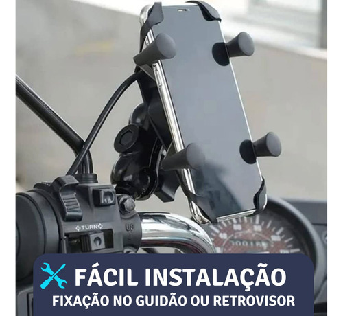 Suporte Celular Motocicleta Com Carregador Universal Usb