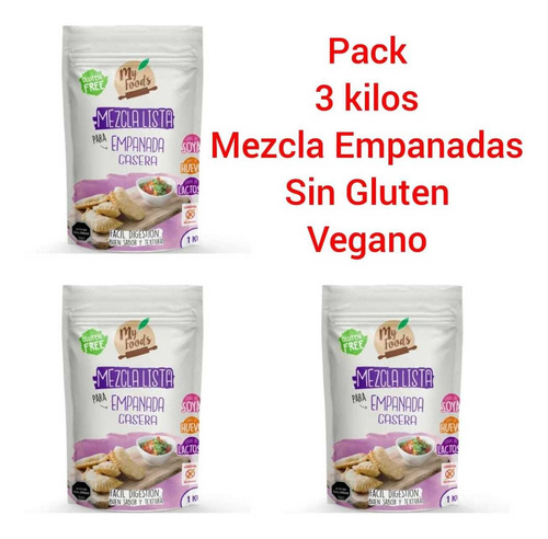 Pack 3 Kilos Mezcla Empanadas Sin Gluten Vegan My Foods 