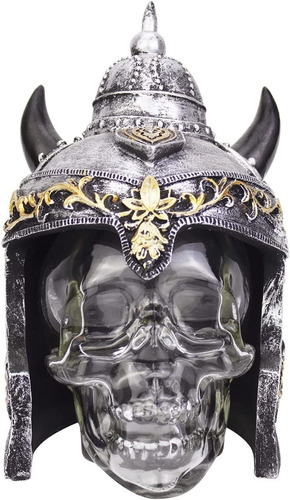 Decantador Calavera Con Casco Vikingo Licorera Whisky Mediev