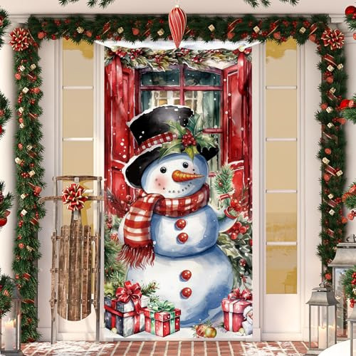 Portada De La Puerta De Navidad Snowman Decoración 1fk2d