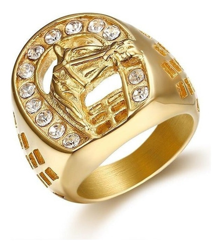 Anillo De Oro For Hombre Con Diseño De Cabeza De Caballo, C