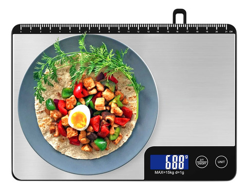 Bascula Digital Para Cocina Acero Inoxidable 15kg/1g Escala