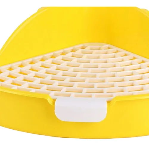 Caja De Arena Triangular Mediana Para Conejos Con Rejilla