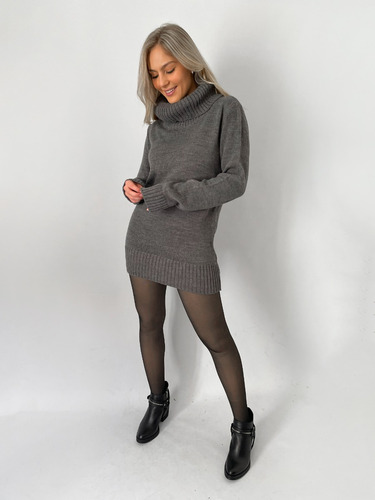 Poleron Largo De Hilo Acrilico Mujer Sweater Pullover Dama