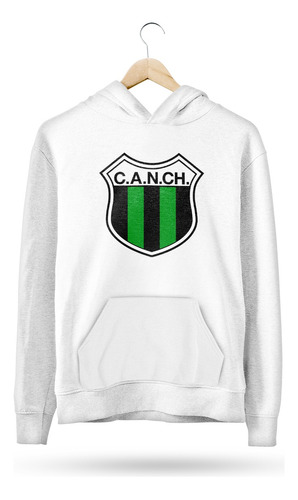 Buzo Canguro Nueva Chicago Escudo En Pecho Blanco