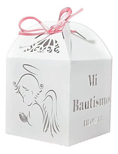 15 Cajas Caladas Angel  Bautismo Personalizada