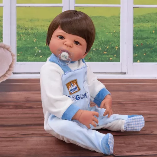 boneca bebê reborn realista menino corpo silicone 55cm npk