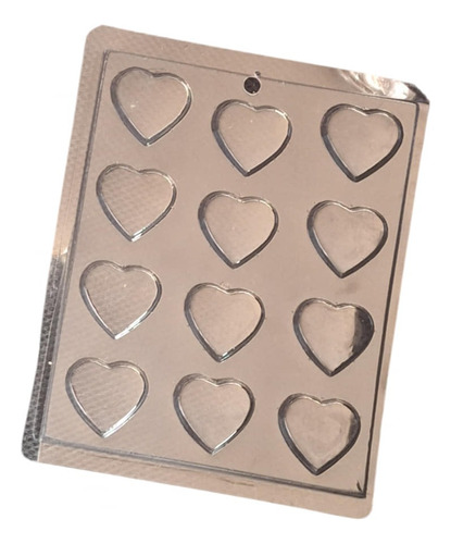 * Molde Chocolate San Valentin 12 Corazones Planos *