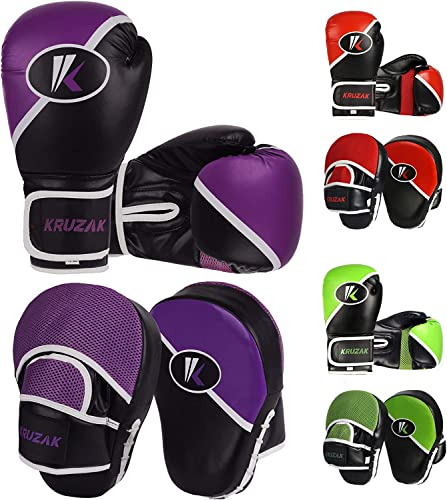 Kruzak Premium Boxing Gloves And Focus Mitts Set For Kickbox