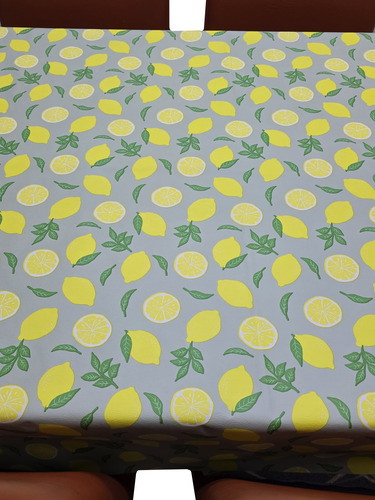 Mantel Mesa Rectangular 1.4x1.8 Impermeable Cuerina Afelpada Limones
