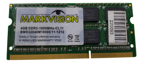 Memoria Ram Markvision 4gb Ddr3 -1600mhz - Cl11 (Usado)