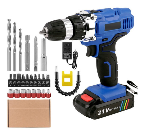 Taladro Inalámbrico Destornillador Atornillador Eléctrico V6 Color Azul Frecuencia 21v
