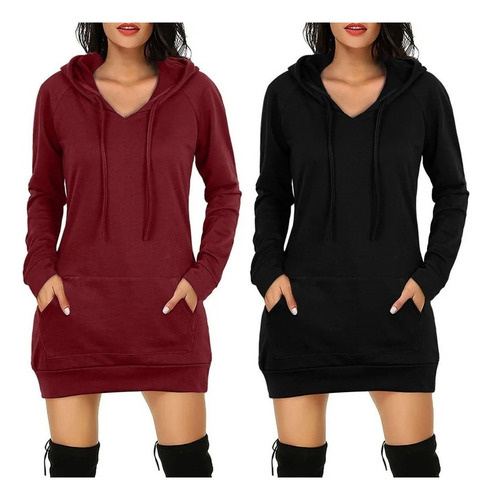 Sudadera Vestido For Mujer Casual Con Capucha