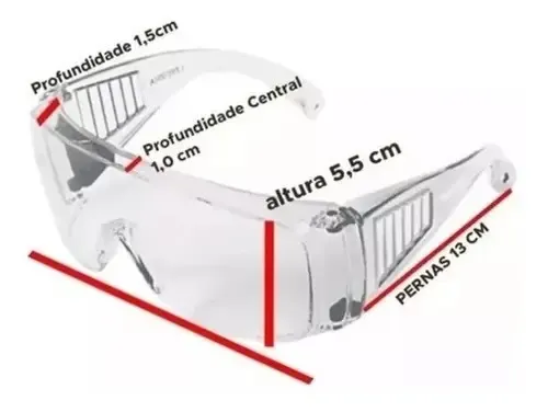 Óculos de Proteção FMold Sobrepor Incolor Anti-arranhões UV Saúde
