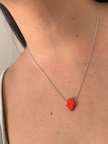 Collar Plata Fina Turca Con Opalo Forma Mano De Fatima