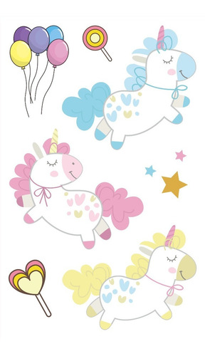 Imagen 7 de 10 de Tatuajes Temporales Tattoo Unicornio X10 Planchas Souvenir