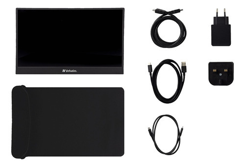 Monitor touch 15.6" Verbatim Monitor Portátil LED Full HDM Metalico USB-C HDMI Android Windows negro