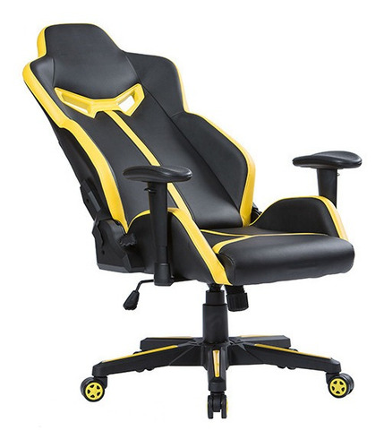 Imagen 2 de 8 de Silla Gamer Pro Para Oficina Giratoria En Cuerina Amarillo