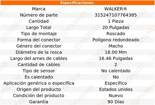Sensor O2 Ox Geo Prizm 1.6l 4 Cil 96/97 Walker