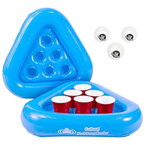 Pool Pong Rack Juego Flotante De Beer Pong, Incluye 2 B...