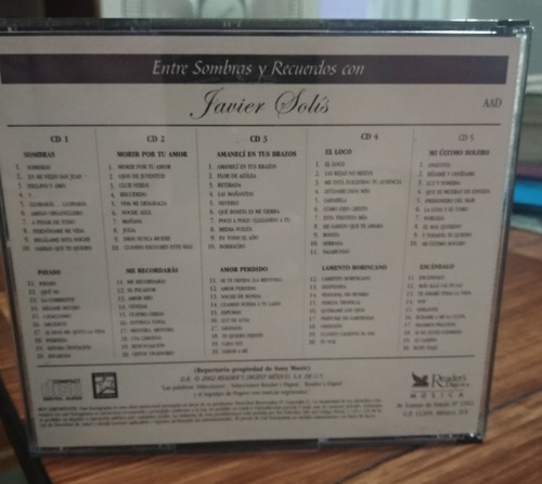 Javier Solis Entre Sombras Y Recuerdos 5 Cds Con Boxset (Usado)