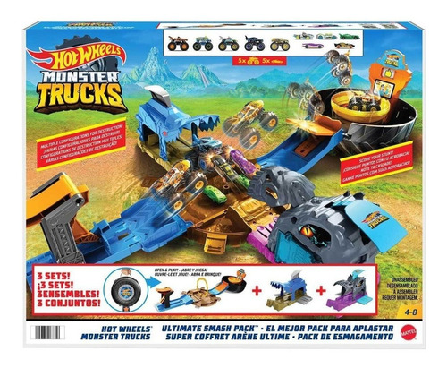 Hot Wheels Monster Trucks Ultimate Smash Pack Con 10 Autos