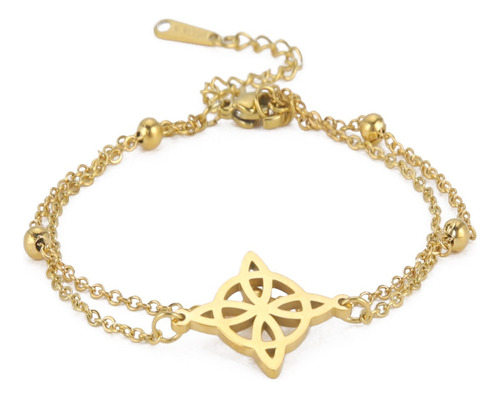 Pulsera Tobillera Protección Nudo Bruja Celta Wicca Amuleto Dorado 8 Cm 19 Cm