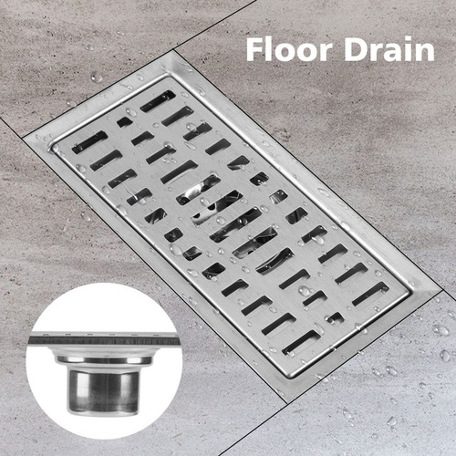 Desagüe De Ducha De Baño 20x10cm Rectangular De Acero Inoxid
