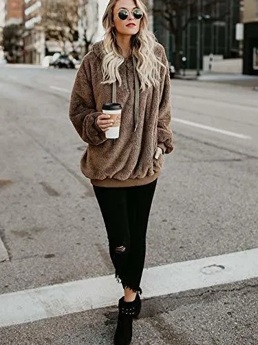 Sudadera Oversized Mujer Sherpa Acolchada