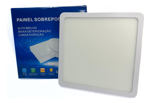 20 Plafon Led 32w Quadrado Sobrepor 6500k 30x30 Ilumimax