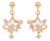 Comprar Aros Colgantes De Estrella S925 Nácar Y Circón Baño Oro 18k