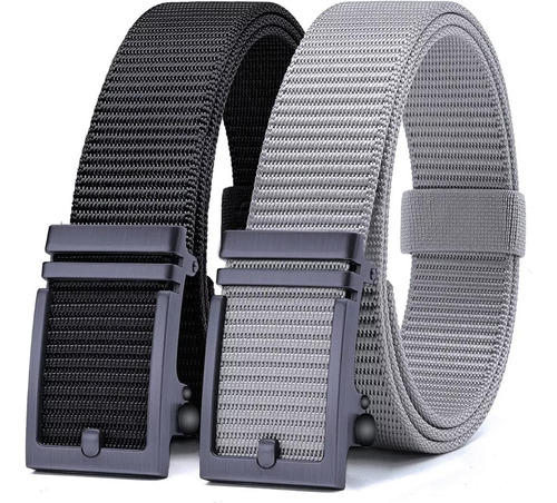 Pack De 2 Cinturones Informales Para Hombre Cinturon Correas Color Negro/gris Talla 2 Piezas