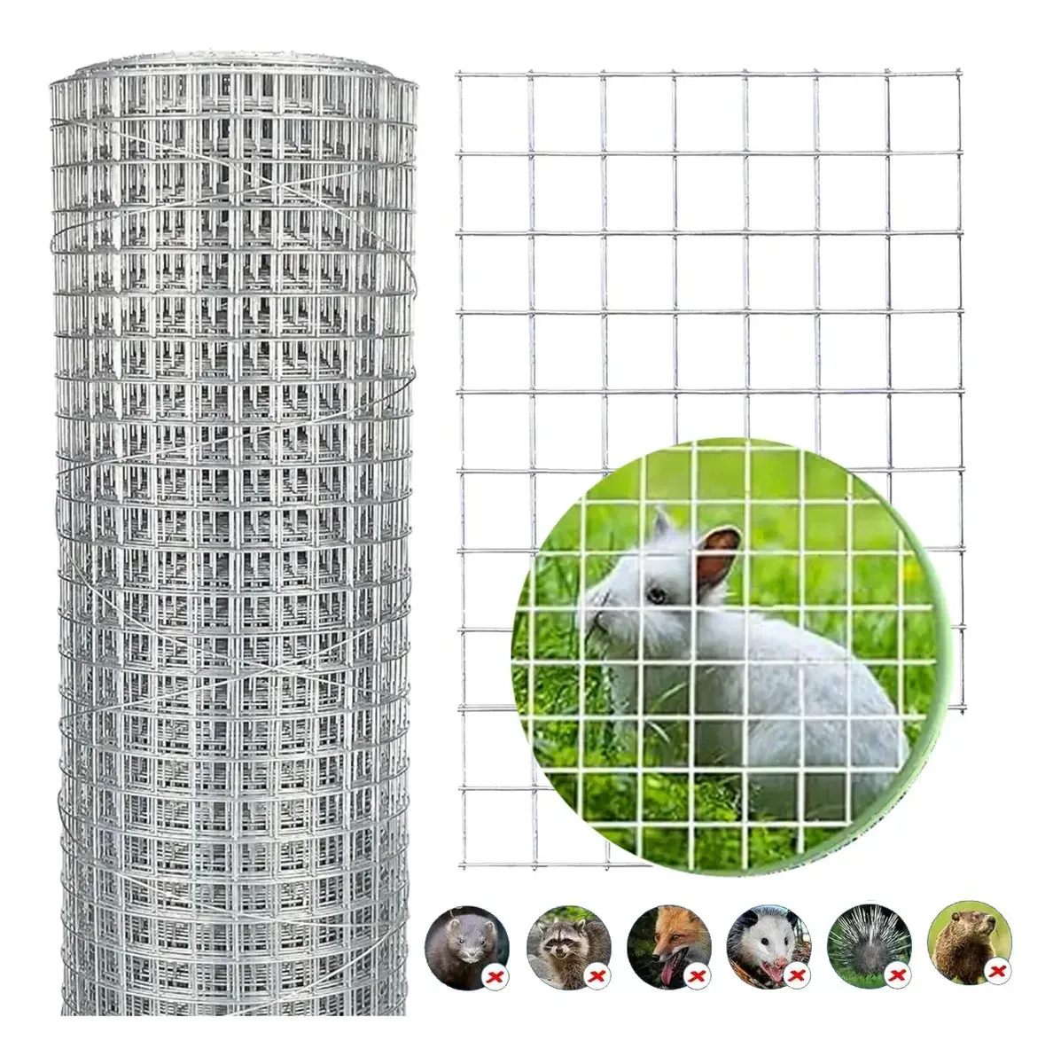 Rollo de Malla de Alambre Galvanizado para Gallinero y Jardín de 91 cm x 10 m