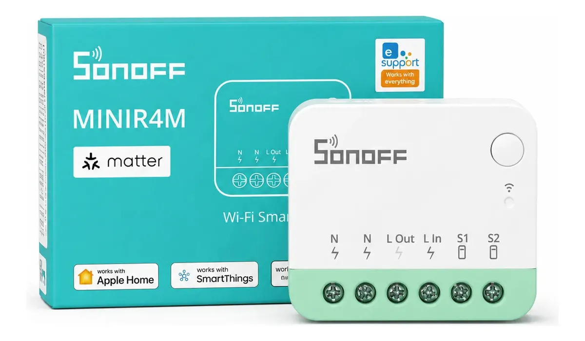 Interruptor Inteligente Sonoff MINIR4M Matter Wi-Fi para Alexa e Google, Bivolt