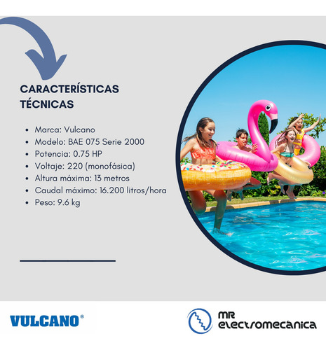 Imagen 3 de 10 de Bomba Autocebante Vulcano Bae075 3/4 Hp - Pileta De Material