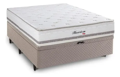 Cama Box Casal com Baú Herval, Molas Ensacadas e Euro Pillow