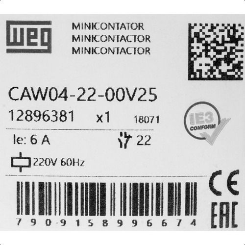 Contator Auxiliar 2na+2nf Caw04-22 220v Weg