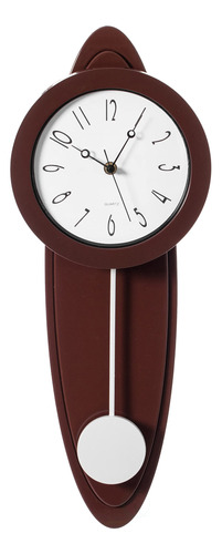 Reloj De Pared De Plástico Con Péndulo Ovalado Marrón Modern