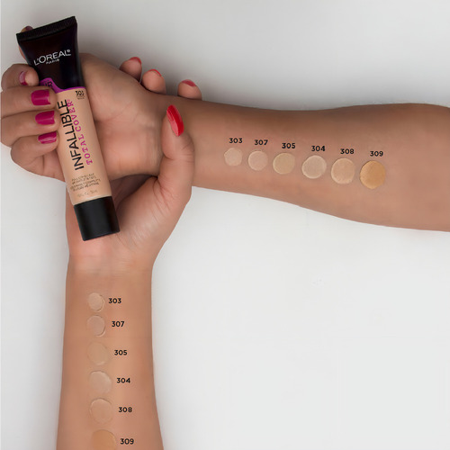 Base Maquillaje Alta Cobertura Infallible Total Cover Loreal Tono 304 Natural Beige