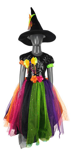 Disfraz De Bruja Brujita Para Niña Brujita Colorida Disfraz De Halloween Infantil