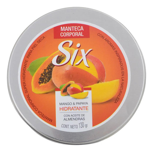 Manteca Corporal Six Mango Y Papaya 130gr